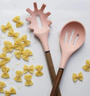 Country Kitchen Non Stick Silicone Utensil Set with Rounded Wood Handles for Cooking and Baking, 8 Piece Set, Pink by CozyNest Decor