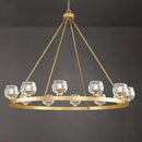 Gold Wagon Wheel Chandelier, 59 Inch Brass Chandeliers with Unique Glass Shade, 15-Light Crystal Large Wagon Wheel Chandeliers for Dining Room, High Ceiling Round Chandelier for Living Room, Foyer by CozyNest Decor