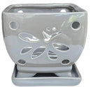 Orchid Pots with Holes Square Ceramic Orchid Planter Pots 5.5 inch (Gray) by GreenHaven Gardens