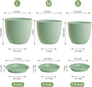Flower Pots 9/8/7.5 inch, Plant Pots for Indoor Outdoor Plants, Set of 3 Modern Decorative Plastic Planters with Drainage Holes and Saucers for Garden Porch House Plants, Green