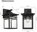 Outdoor Light Fixture Wall Mount, Black Exterior Light Fixture Wall Sconces with Seeded Glass for Front Porch, 9 Inch Large Waterproof Outdoor Square Wall Lantern Outside for House Doorway by GreenHaven Gardens