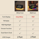 JALL Digital Alarm Clock with FM Radio for Bedroom, 8 Colors Night Light with Charging Port, Sleep Sound Machines with Timer, Dual Alarm (Black with RGB Font) by TinyTreasures Baby Boutique