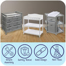 Badger Basket Baby Changing Table with Pad & Shelves - Wooden Changing Table with Storage - Nursery Change Table for Diapers & Baby Essentials, White by TinyTreasures Baby Boutique