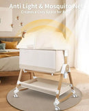 4 in 1 Baby Bassinet, Bassinets Bedside Sleeper with Wheels and Storage Basket, Adjustable 7 Heights Bedside Sleeper with Mosquito Net, Breathable Mesh Rocking Bassinet for Baby by CozyNest Decor