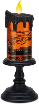 Halloween Snow Globe Candles Lighted Lamp, Lighted Flameless Candles with Water Glitter Swirls and Spooky Moving,Battery Operated by CozyNest Decor