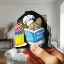 Adorable Pastry Mouse Reading Book Wall Sticker Decal – Kids Room, Classroom, Home Decor, Bookcase, Book Lover Gift, Children's Bedroom, Nursery, Cute Mouse, MICESTERPIECE by CozyNest Decor