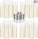 24-Pack Acrylic LED Flameless Pillar Candles with Remote & Timer, Battery Powered - Perfect for Indoor/Outdoor Decor,Wedding,BBQ and Gift - Easily Create a Magical Atmosphere. by CozyNest Decor