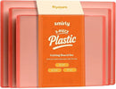 SMIRLY Plastic Cutting Board Set 3 Pieces, Non-Slip Dishwasher Safe Chopping Boards for Kitchen, Pink by CozyNest Decor