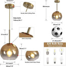 KCO Lighting Glass Globe Hanging Light Fixture Modern Gold Pendant Lights Kitchen Island Mid Century Dining Room Hanging Light Fixtures Over Table Single Pendant Light by CozyNest Decor