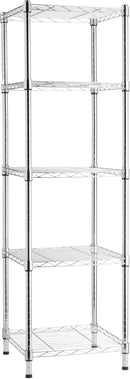 Amazon Basics 5-Shelf Tower Adjustable Storage Shelving Unit, Chrome, 16 D x 16 W x 54 H in by CozyNest Decor