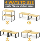 SpaceAid Cabinet Shelf Organizers 2 Pack, Kitchen Counter Rack Shelves Riser, Stackable Expandable Spice Rack, Pantry Cupboard Storage Organization (Black and Natural, Short) by CozyNest Decor