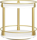Lazy Susan Organizer, Rotating Spice Rack, 2 Tier Spice Turntable Organizer, Industrial Turntable Spice Holder, for Kitchen Countertop and Cabinet, Compact and Versatile, White and Gold SR22DW by CozyNest Decor