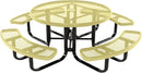 Heavy-Duty Portable Outdoor Kids Table with Umbrella Hole, Expanded Metal Kids Picnic Table, Commercial-Grade, Made in America (46 in, Round, Childrens, Textured Sandstone) by GreenHaven Gardens