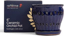 rePotme 6" Pinwheel Fluted Ceramic Plant Pot (Midnight Blue) - Great for Orchids, All Indoor Plants - Includes Matching 6 inch Slotted Pot Liner by GreenHaven Gardens