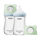 Natural Glass Baby Bottle for Breastfeeding Babies, 8oz Anti-Colic Baby Bottle with Natural Response Nipple(M), Clear, Wide Neck, 2 Pack, 3 Months+ by TinyTreasures Baby Boutique