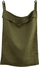 Linen Hanging Laundry Bag, 100% Linen Over The Door Laundry Hamper with Buttons and Zipper, Space Saving Door Hampers for Laundry Dirty Clothes Home Travel, Green by CozyNest Decor