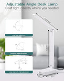 Addtam LED Desk Lamp, Power Strip with 3 Outlets 4 USB Charging Ports(2 USBC), 4 Modes 5 Level Brightness Touch Lamp, Small Desk Lamp for Home Office College Dorm Room Essentials, White by CozyNest Decor