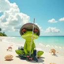 Frog Fishing Decor, Summer Garden Statues, Ocean Beach Decorations, Home Bookshelf Desktop Statues Shelves Bathroom Decorative Ornaments Gift (Frog Fishing) by CozyNest Decor