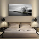 DZL Art S74975 Canvas Prints Modern Minimalist Black and White Lake Trees Landscape Wall Art Painting for Living Room Bedroom Decor Office Wall Decor Home Decoration by CozyNest Decor