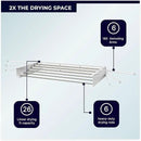 MODERN-X Wall Mounted Clothes Drying Rack with 6 Swivel arms, 35”Wide, 26 Linear ft of Laundry Drying Rack Space, 6 Collapsible Aluminum rods, 2X Drying Capacity, Space Organizer Holds up to 60lbs by CozyNest Decor