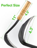TOYPOPOR Japanese Weeding Sickle Hoe, 11" Gardening Hand Weeder Nejiri Kama Blade Tool Digging Cutting Weed Remover, High-Carbon Steel One-Piece Molding with Wood Handle, Very Sharp Edge Quick Work by GreenHaven Gardens