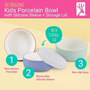 Elk and Friends Kids Porcelain Bowls with Silicone Sleeve + Silicone Lid | Kids/Toddler/Baby Feeding | Microwave & Dishwasher Safe | Non slip | Cereal/Soup/Snack Dishes & Dinnerware by TinyTreasures Baby Boutique