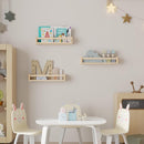 Heimlove Nursery Floating Shelves, Wood Nursery Book Shelves for Wall, 16 inch Wall Bookshelf for Kids Solid Wood Wall Mounted Shelves for Books,Toys and Decor Storage, Set of 2 by TinyTreasures Baby Boutique