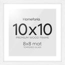 Homeforia 10x10 White Picture Frame, High-End Oak 10 x 10 Square Wooden Frames with Mat 8 by 8 Photo, 10by10 Wood Frame Matted to 8x8 Print, Wall or Tabletop Frames, Tempered Glass, Wall Kit, Set of 1 by CozyNest Decor