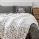 Chunky Knit Blanket Throw 40"×40", Hand Knitted Warm Chenille Throw Blanket, Home Decor Soft Thick Yarn Cable Knit Blanket, Soft Breathable Fleece Banket Christmas for Couch Bed Sofa Best Gift (White) by CozyNest Decor