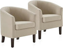 BELLEZE Accent Barrel Chair, Set of 2 Faux Leather Round Club Tub Sofa Corner Chair with Flared Legs and Cozy Soft Padding for Living Room Bedroom Waiting Room - Beige by CozyNest Decor
