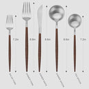 Matte Silver Silverware Set With Brown Handle, Vanys 20 Piece Stainless Steel Cutlery Flatware Set, Kitchen Utensil Sets for 4, Tableware With Knife Spoons And Forks Set, Satin Finished Polished by CozyNest Decor