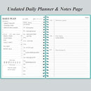 Daily Planner Undated - B5 To Do List Notebook Hourly Schedules, Spiral Appointment Planner for Women and Men, PVC Hardcover, Inner Pocket, Elastic Closure, 7" x 10", Teal by TinyTreasures Baby Boutique
