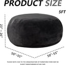 5FT，Big Bean Bag Chairs for Adults，Large beanbag with Filler Included，Memory Foam Material，Easy to Clean and Washable Corduroy Fabric，Suitable for Living Room and Bedroom (Black, 5 Foot) by CozyNest Decor