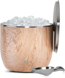 SNOWFOX XL Premium Vacuum Insulated Double Wall Stainless Steel Ice Bucket with Lid/Scoop, Bar Accessories, Large Elegant Party Bucket, Chill Several Bottles, Beautiful Entertaining, 7L, Natural Teak by CozyNest Decor