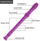 Recorder Instrument for Beginner Kids Adults,8-Hole Soprano Descant Recorder Music Flute with with Cleaning Rod & Leather Case For School Student Home Entertainment(2-Purple Blue Splash-ink) by TinyTreasures Baby Boutique
