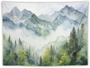 HZOHNAGO Mountain Tapestry Misty Green Forest Mountain Pattern Printed Wall Tapestry Wall Hanging for Bedroom Living Room Dorm 80" W x 60" H by CozyNest Decor