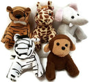 Suede Jungle/Zoo Animals, Assorted Suede Plush Jungle Animals (12 Piece Set) by TinyTreasures Baby Boutique