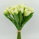 Buart Artificial Tulip in Bulk for Home Kitchen Wedding Bridal Bouquet,Fake Flowers for Valentine's Day Mother's Day Easter Table Centerpieces Decorations(Green,Real-Touch,12pcs) by CozyNest Decor