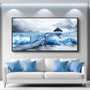 ZUITINGHUA Black Framed Canvas Wall Art For Living Room Wall Decor For Bedroom Office Wall Decoration Ocean Landscape Paintings Black And White Pictures Artwork Room Aesthetic Home Decor 20x40 In by CozyNest Decor