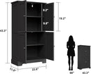 ChooChoo Bathroom Floor Cabinet, Modern Bathroom Storage Cabinet with 4 Doors and Adjustable Shelves, Freestanding Cupboard for Living Room, Black by CozyNest Decor