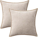 MIULEE Pack of 2 Couch Throw Pillow Covers 18x18 Inch Light Brown Farmhouse Decorative Pillow Covers with Stitched Edge Soft Chenille Solid Dyed Pillow Covers for Sofa Bed Living Room by CozyNest Decor