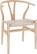 Wishbone Chair Natural Solid Wood Dining Chair/Hans Vegner Y Chair Rattan and Wood Accent Armrest Chair (Ash Wood + Natural Wood Color) by CozyNest Decor