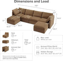 mopio Oversized Modular Sectional Sofa with Fully Removable Covers and Storage, Convertible U, L-Shaped and Sleeper Sectional, Modern Couches with Ottoman Chaise (Hazelnut Velvet, 6 Seats, U) by CozyNest Decor