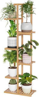 H HOMEXIN Bamboo Plant Stand Rack - Indoor & Outdoor Plant Stand 6 Tier 7 Potted Multiple Flower Planter Pot Holder Shelf Rack Display for Patio Garden Corner Balcony Living Room by GreenHaven Gardens