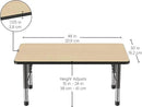 FDP Rectangle Activity School and Classroom Kids Table (30 x 48 inch), Chunky Toddler Legs, Adjustable Height 15-24 inches - Maple Top and Black Edge by CozyNest Decor