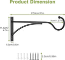 Outdoor Plant Hanging Hooks for Wall: 11 Inch Black Metal Bracket for Hanging Baskets, Bird Feeders, Wind Chimes, Flower Baskets, Yoga Mat, Lanterns. 2 Pack by GreenHaven Gardens