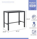 Soleil Jardin Bar Table High Top Table with All-Aluminum Frame Rectangular Pub Table for Indoor & Outdoor Use, Easy Assembly & Low Maintenance, Dark Grey by CozyNest Decor