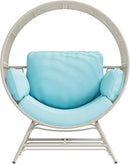 Egg Chair Outdoor Indoor, Oversized Rattan Chair with Thicken Cushion, 350LBS Capacity Wicker Patio Lounge Chair, Basket Chair for Living Room Balcony Porch Backyard, Blue by CozyNest Decor
