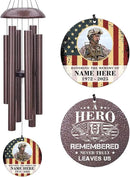 36inch Personalized Wind Chimes, Memorial Wind Chimes for US Veteran, Wind Chime for Loss of Loved Dad/Mom, Sympathy Memorial Gifts, Thank You Veteran Solider by CozyNest Decor