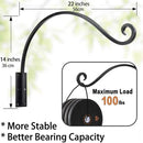 Heavy Duty Plant Hanger Bracket (22"/Black) Outdoor Hand-Forged Hanging Plant Bracket Durable and Stable Bird Feeder Hanger by GreenHaven Gardens